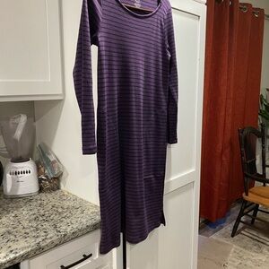 Chic Purple Striped Long Sleeve Dress
